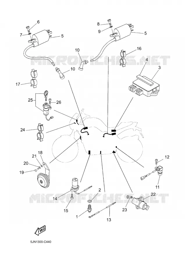 PARTIE ELECTRIQUE 1 Yamaha MOTO 1100 2004 BULLDOG  BT1100