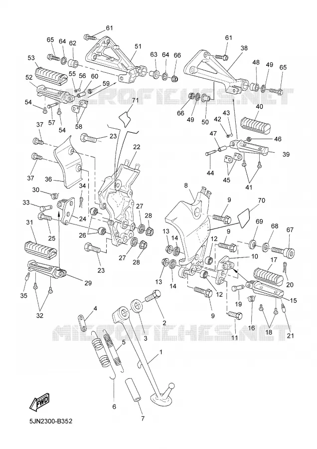 BEQUILLE / REPOSE PIEDS Yamaha MOTO 1100 2005 BULLDOG  BT1100