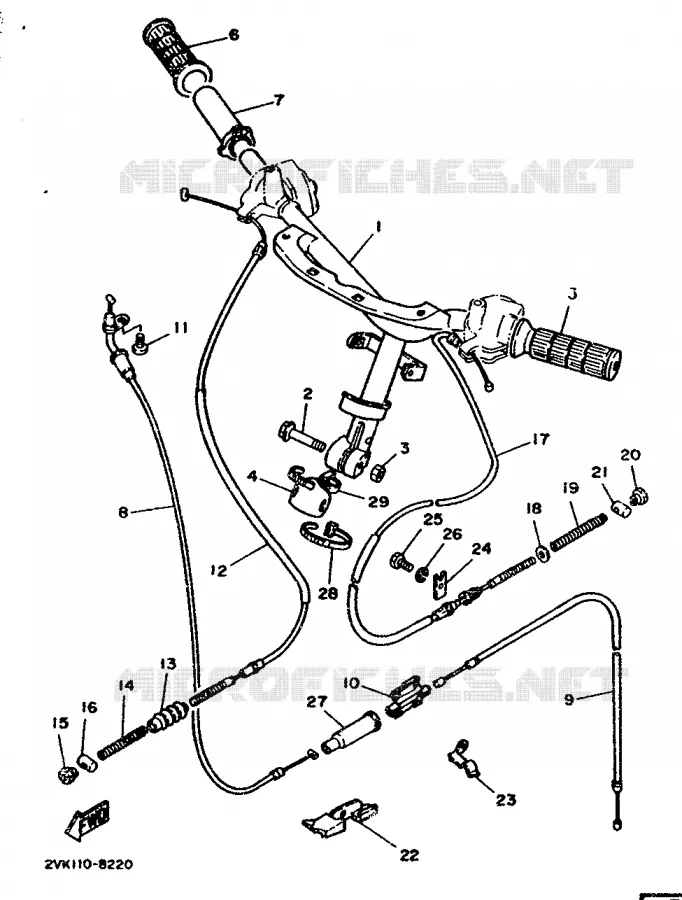 GUIDON ET CABLES Yamaha SCOOTER 50 1988 JOG  CG50E