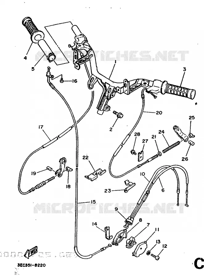 GUIDON ET CABLES Yamaha SCOOTER 50 1988 BELUGA  CH50