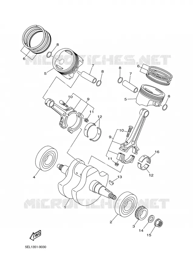 VILEBREQUIN / PISTON Yamaha MOTO 1100 2002 BULLDOG  BT1100