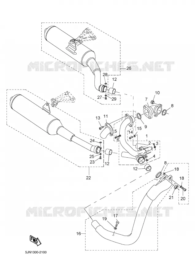 ECHAPPEMENT Yamaha MOTO 1100 2002 BULLDOG  BT1100