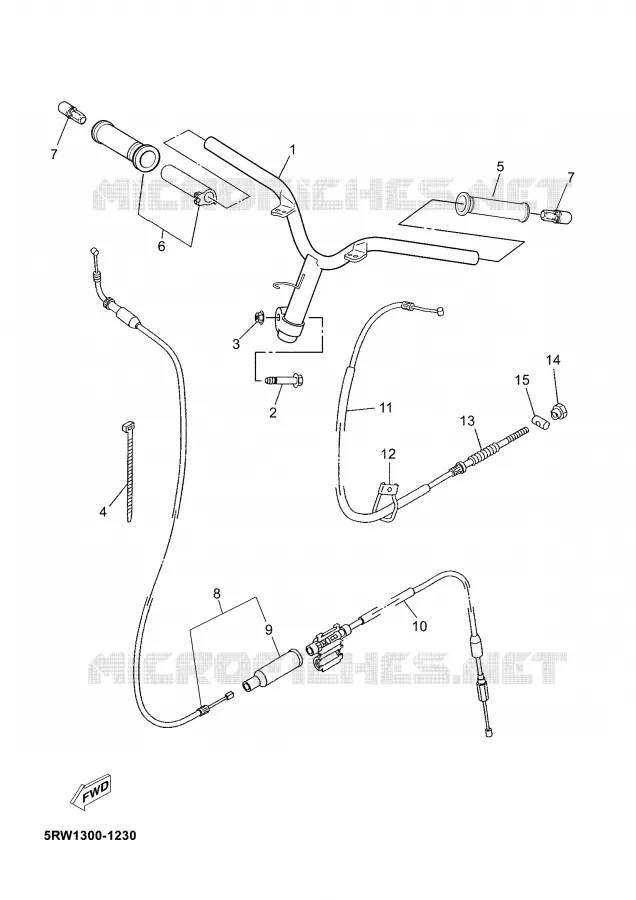 GUIDON ET CABLES Yamaha SCOOTER 50 2007 JOG  CS50M