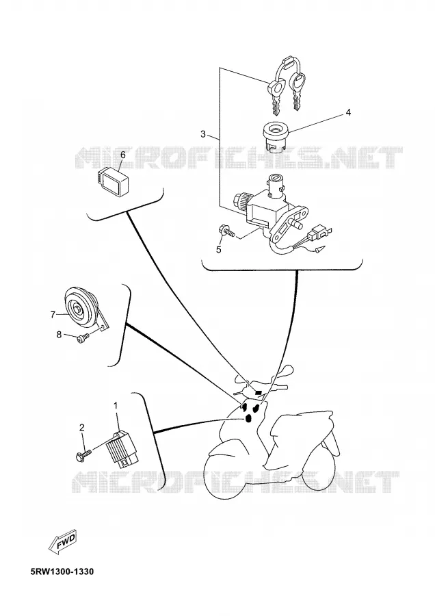 PARTIE ELECTRIQUE 1 Yamaha SCOOTER 50 2008 JOG  CS50M