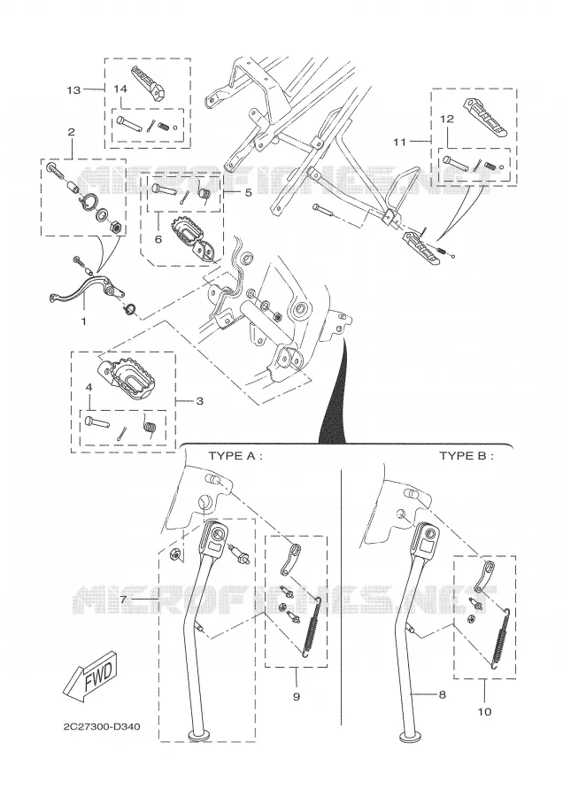 BEQUILLE / REPOSE PIEDS Yamaha MOTO 50 2006 DTR  DT50RSM