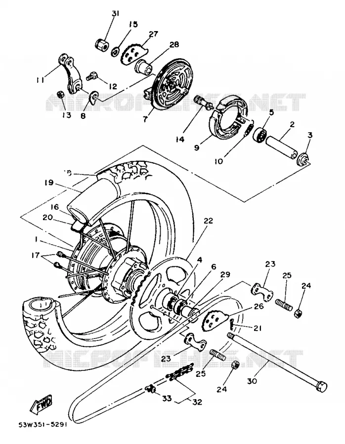 ROUE ARRIERE Yamaha MOTO 80 1988 DTLC  DT80LC
