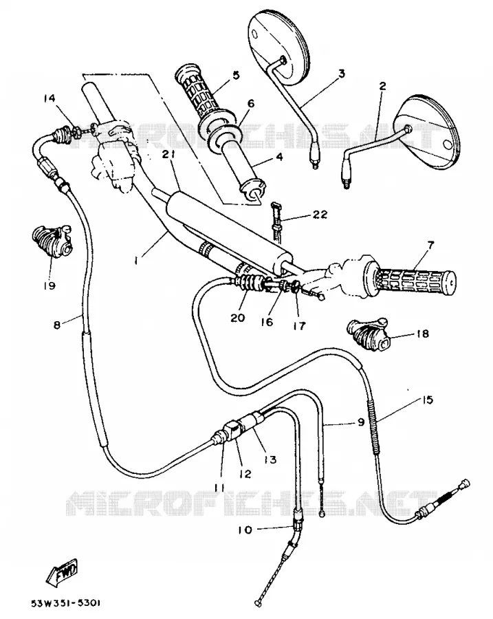 GUIDON ET CABLES Yamaha MOTO 80 1988 DTLC  DT80LC