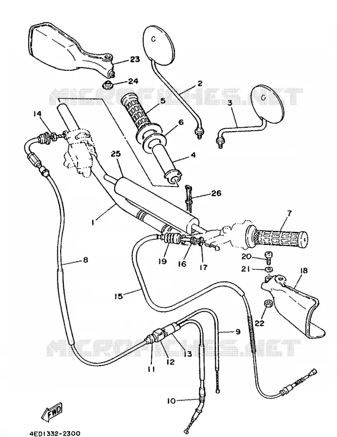 GUIDON ET CABLES Yamaha MOTO 80 1992 DTLC  DT80LC