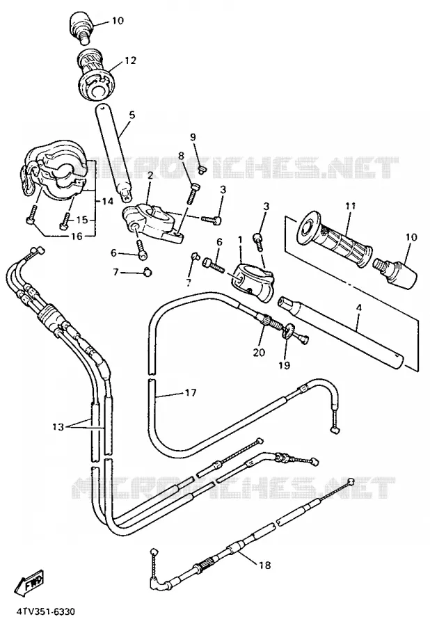 GUIDON ET CABLES Yamaha MOTO 600 1999 THUNDERCAT  YZF600R