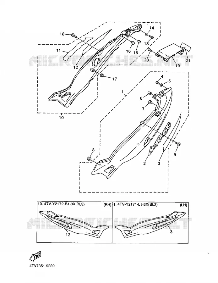 COUVERCLE LATERAL Yamaha MOTO 600 1999 THUNDERCAT  YZF600R
