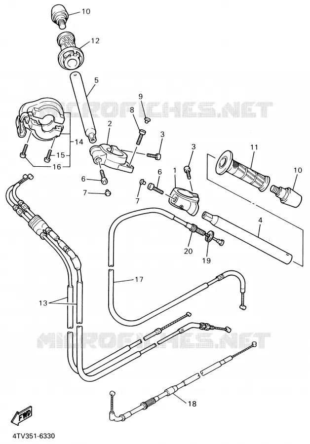 GUIDON ET CABLES Yamaha MOTO 600 1999 THUNDERCAT  YZF600R