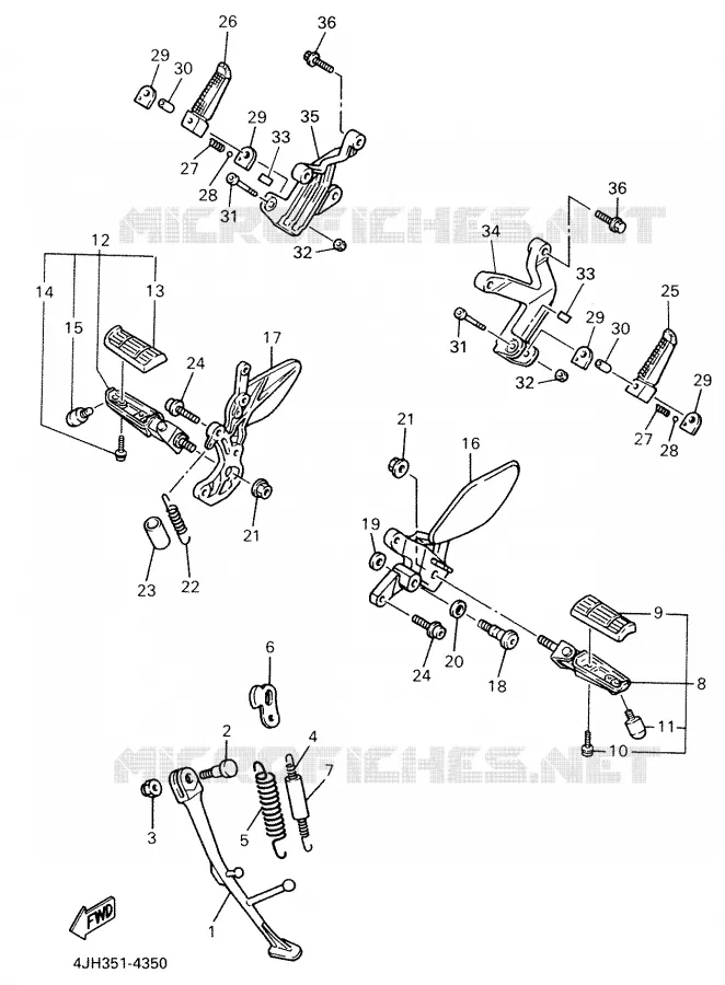 SUPPORT / REPOSE PIEDS Yamaha MOTO 600 2001 THUNDERCAT  YZF600R