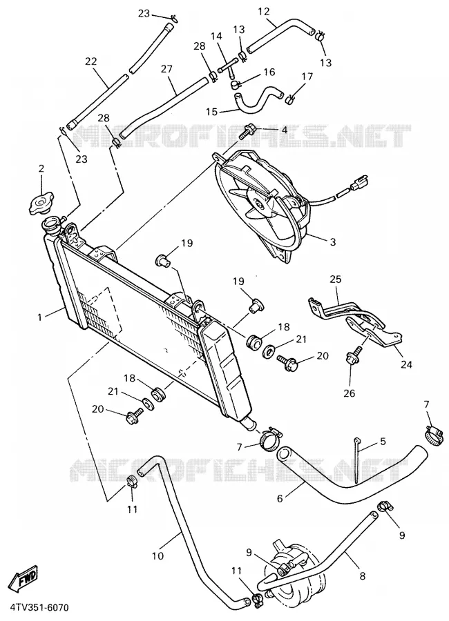 RADIATEUR / DURITES Yamaha MOTO 600 2001 THUNDERCAT  YZF600R