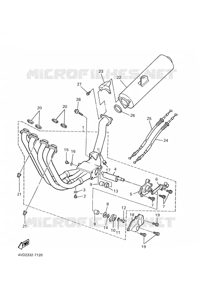 ECHAPPEMENT Yamaha MOTO 1000 2001 THUNDERACE  YZF1000R