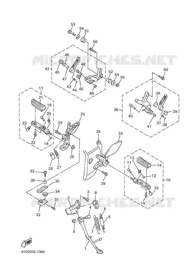 SUPPORT / REPOSE PIEDS Yamaha MOTO 1000 2001 THUNDERACE  YZF1000R