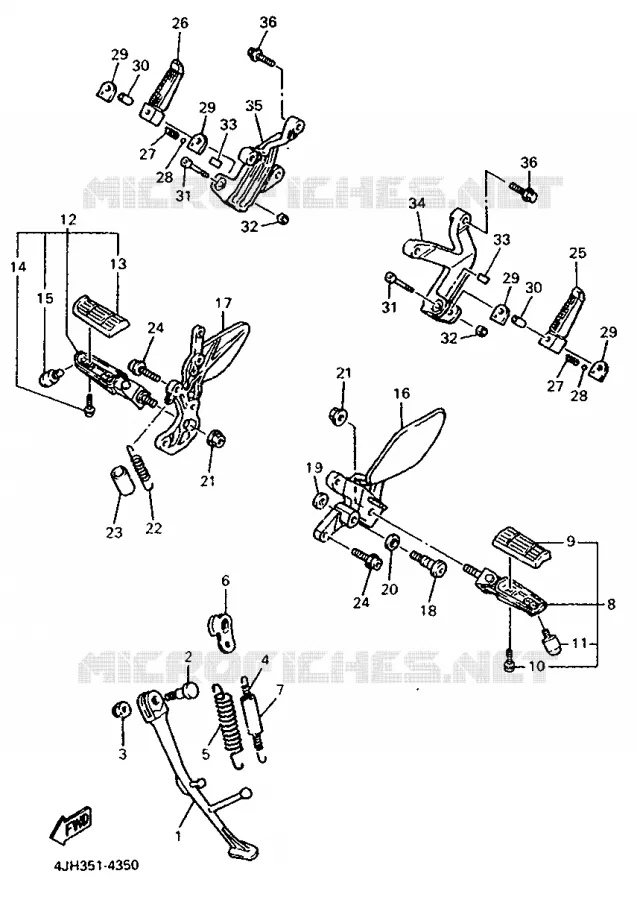 SUPPORT / REPOSE PIEDS Yamaha MOTO 600 1996 THUNDERCAT  YZF600R
