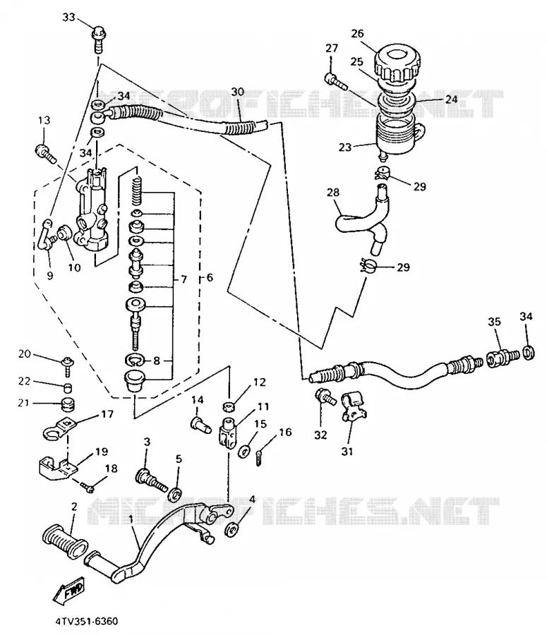 MAITRE CYLINDRE DE FREIN ARRIERE Yamaha MOTO 600 1997 THUNDERCAT  YZF600R