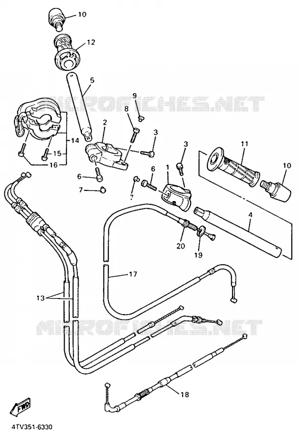 GUIDON ET CABLES Yamaha MOTO 600 1997 THUNDERCAT  YZF600R