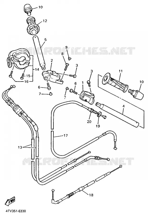 GUIDON ET CABLES Yamaha MOTO 600 1997 THUNDERCAT  YZF600R