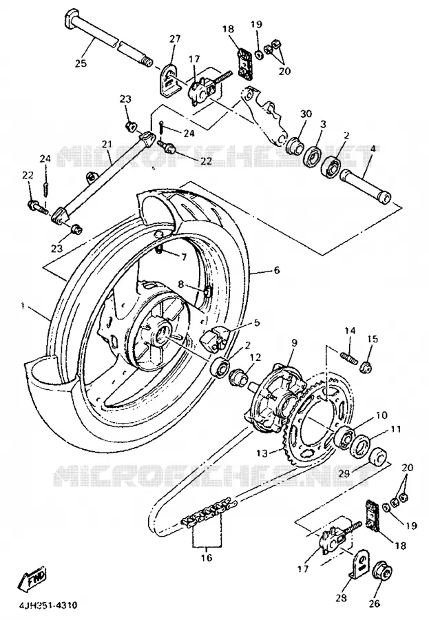 ROUE ARRIERE Yamaha MOTO 600 1998 THUNDERCAT  YZF600R