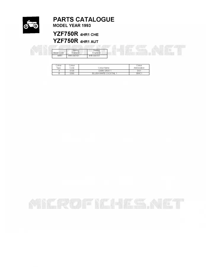 * CATALOG PREFACE * Yamaha MOTO 750 1993 YZF  YZF750R