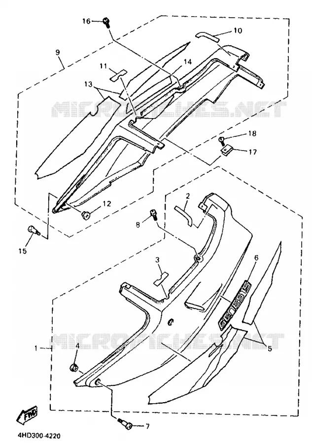 COUVERCLE LATERAL Yamaha MOTO 750 1994 YZF  YZF750R