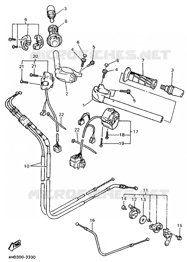 GUIDON ET CABLES Yamaha MOTO 750 1995 YZF  YZF750R