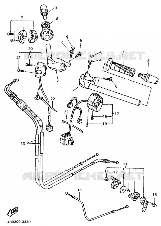 GUIDON ET CABLES Yamaha MOTO 750 1995 YZF  YZF750R