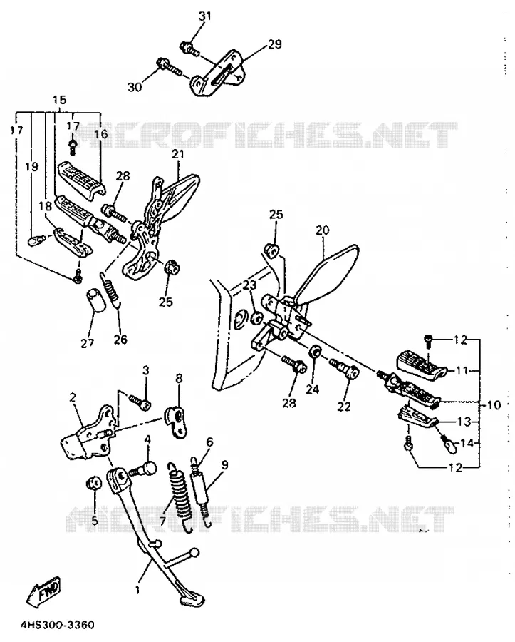 SUPPORT / REPOSE PIEDS Yamaha MOTO 750 1993 YZF  YZF750SP