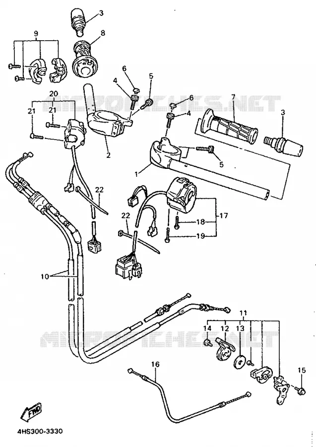 GUIDON ET CABLES Yamaha MOTO 750 1993 YZF  YZF750SP