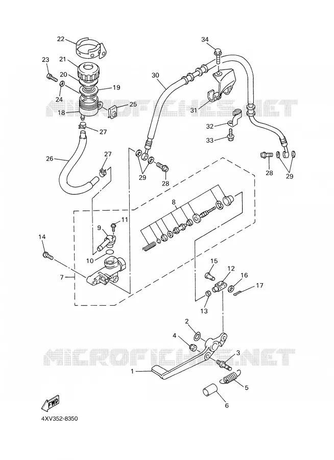 MAITRE CYLINDRE DE FREIN ARRIERE Yamaha MOTO 1000 1998 R1  YZF-R1