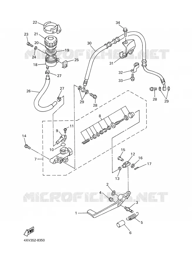 MAITRE CYLINDRE DE FREIN ARRIERE Yamaha MOTO 1000 1998 R1  YZF-R1