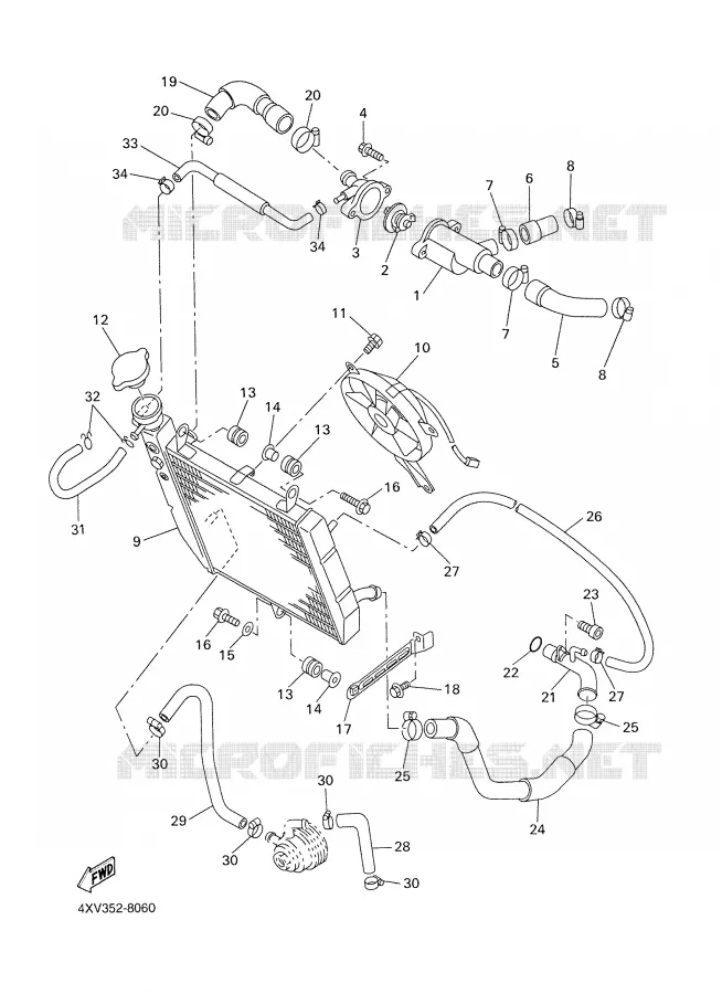 RADIATEUR / DURITES Yamaha MOTO 1000 1999 R1  YZF-R1