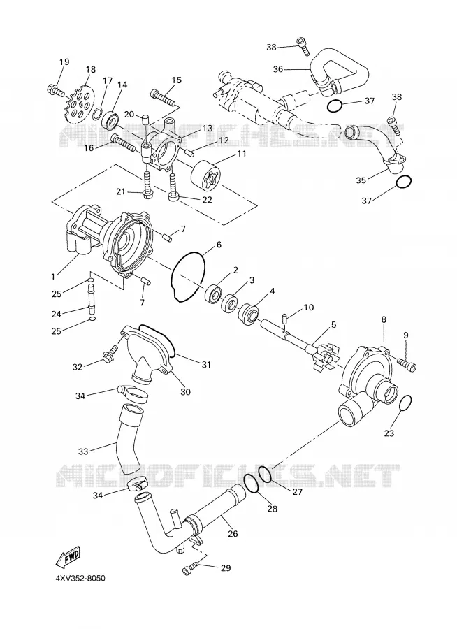 POMPE A EAU / DURITES Yamaha MOTO 1000 1999 R1  YZF-R1