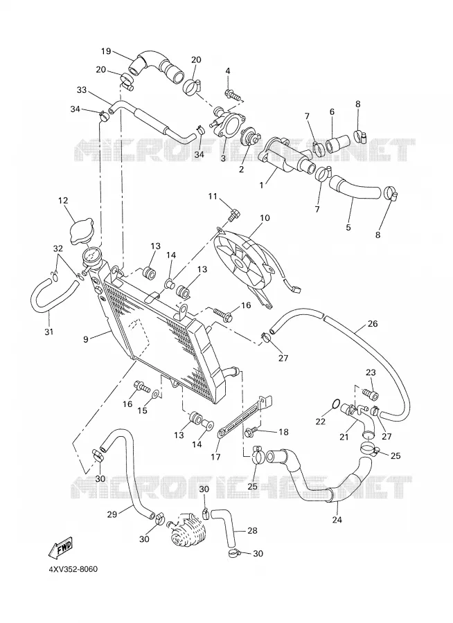RADIATEUR / DURITES Yamaha MOTO 1000 1999 R1  YZF-R1