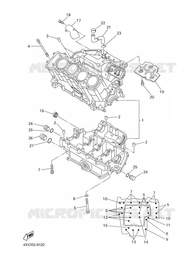 CARTER MOTEUR Yamaha MOTO 1000 1999 R1  YZF-R1