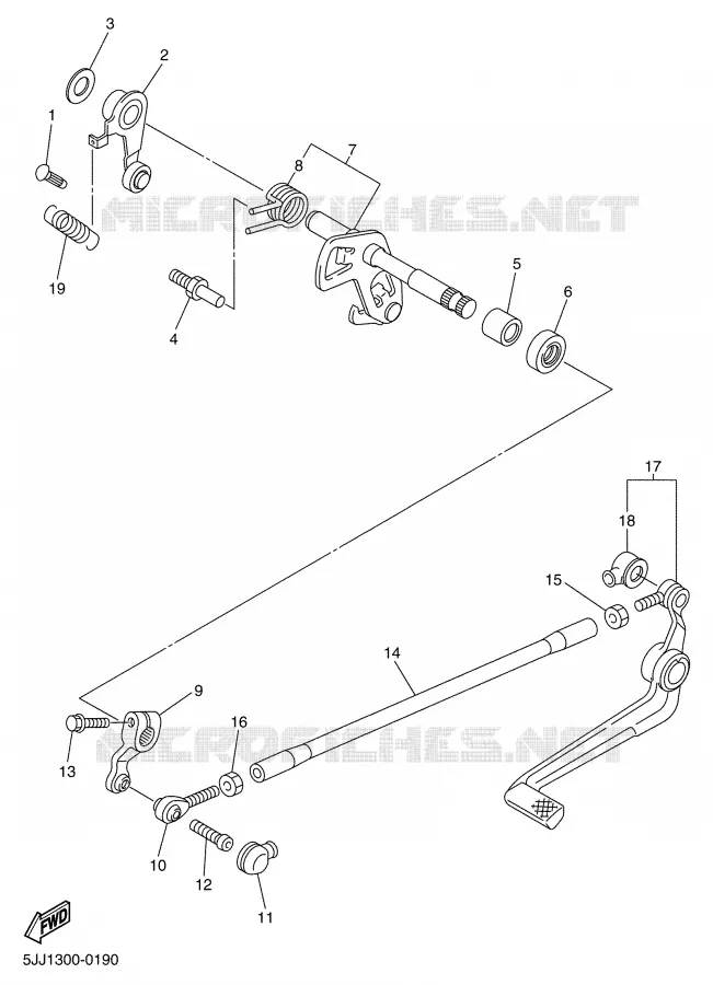 AXE DE SELECTEUR / PEDALE Yamaha MOTO 1000 2000 R1  YZF-R1
