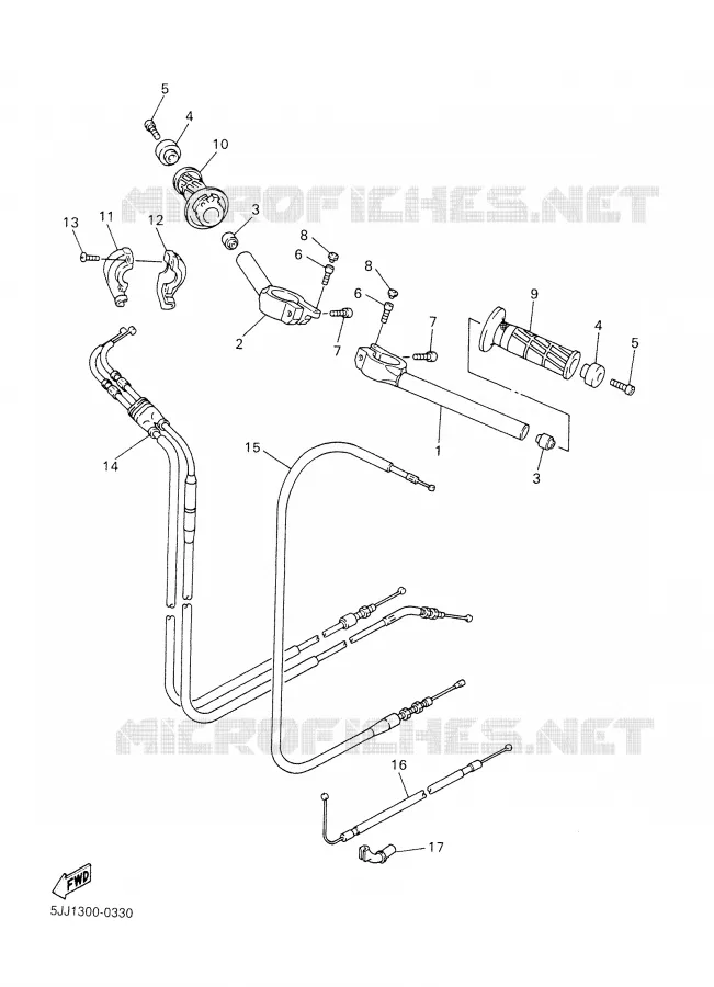 GUIDON ET CABLES Yamaha MOTO 1000 2000 R1  YZF-R1