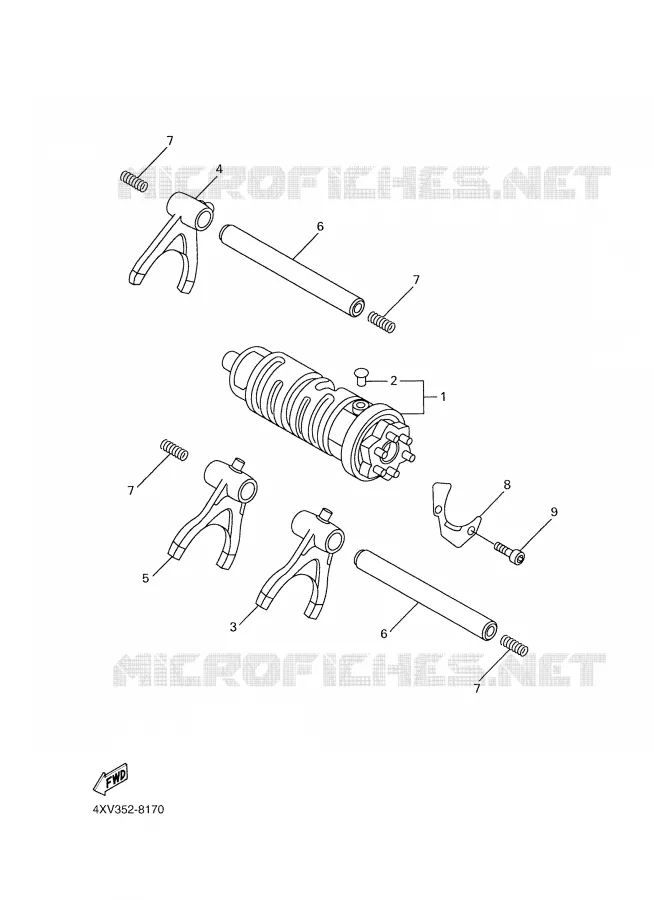 BARILLET DE SELECTION / FOURCHETTES Yamaha MOTO 1000 2002 R1  YZF-R1