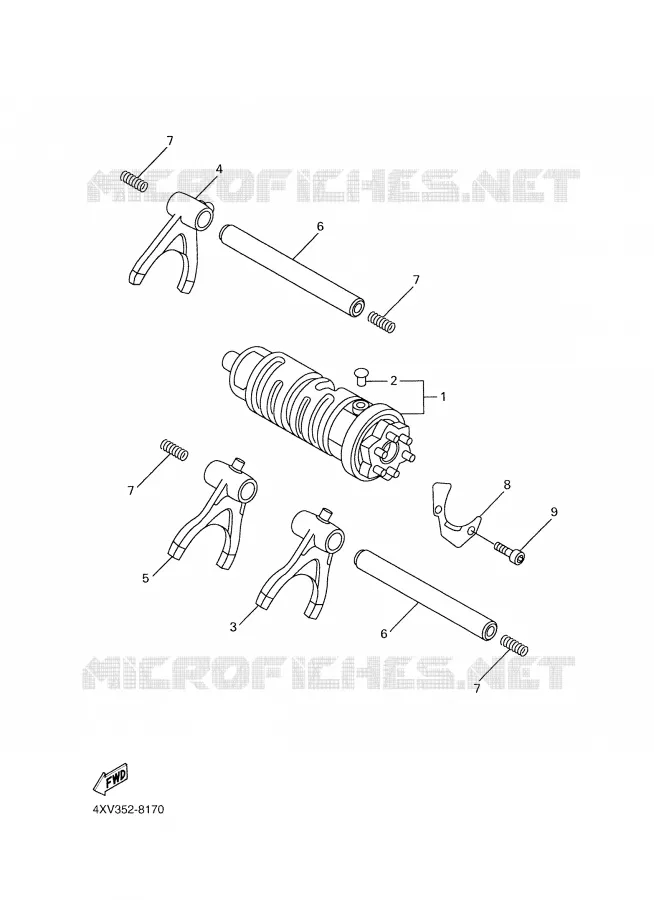 BARILLET DE SELECTION / FOURCHETTES Yamaha MOTO 1000 2002 R1  YZF-R1