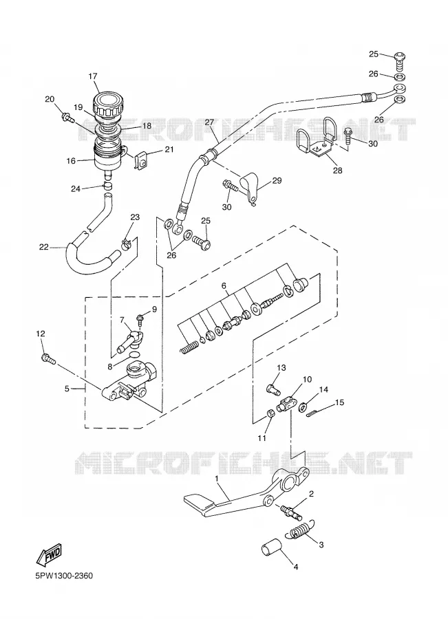 MAITRE CYLINDRE DE FREIN ARRIERE Yamaha MOTO 1000 2002 R1  YZF-R1