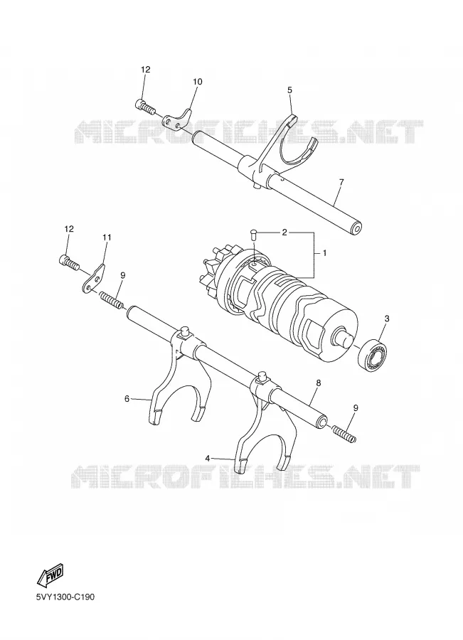 BARILLET DE SELECTION / FOURCHETTE Yamaha MOTO 1000 2006 R1  YZF-R1