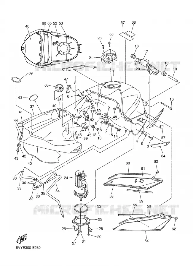 RESERVOIR A ESSENCE Yamaha MOTO 1000 2006 R1  YZF-R1