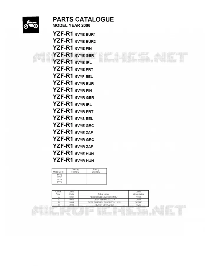 * CATALOG PREFACE * Yamaha MOTO 1000 2006 R1  YZF-R1