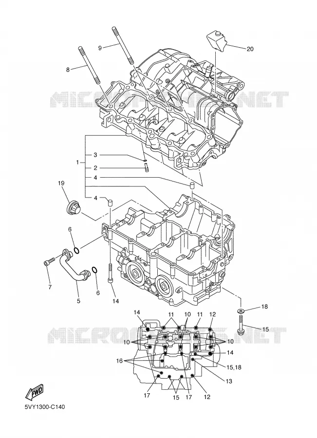 CARTER MOTEUR Yamaha MOTO 1000 2006 R1  YZF-R1