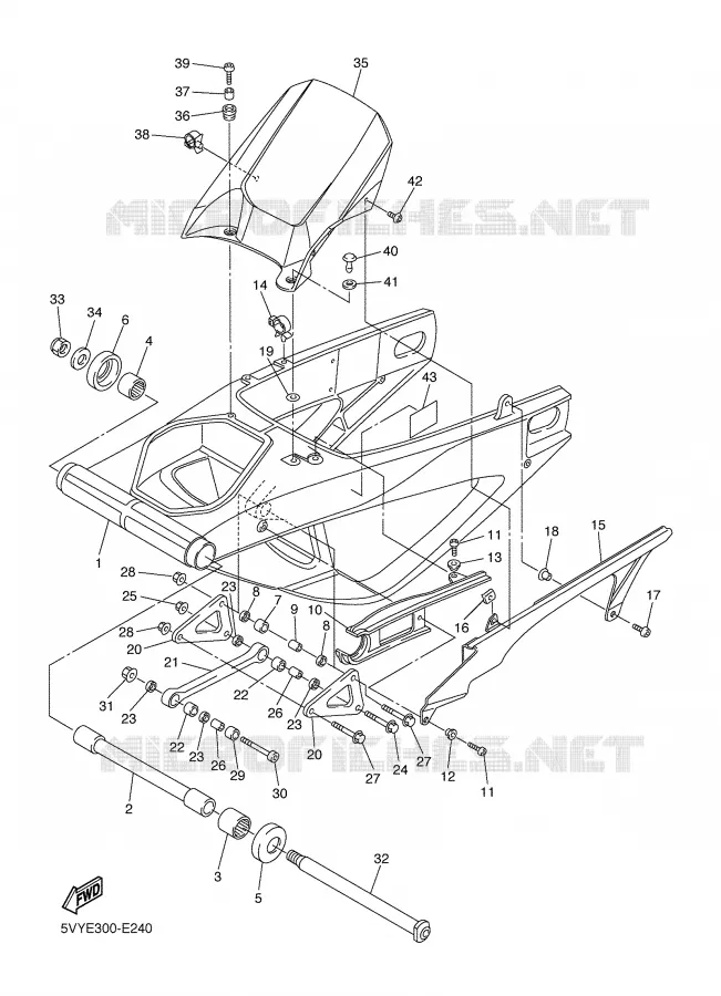 BRAS ARRIERE Yamaha MOTO 1000 2006 R1  YZF-R1
