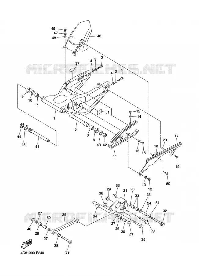 BRAS ARRIERE Yamaha MOTO 1000 2008 R1  YZF-R1