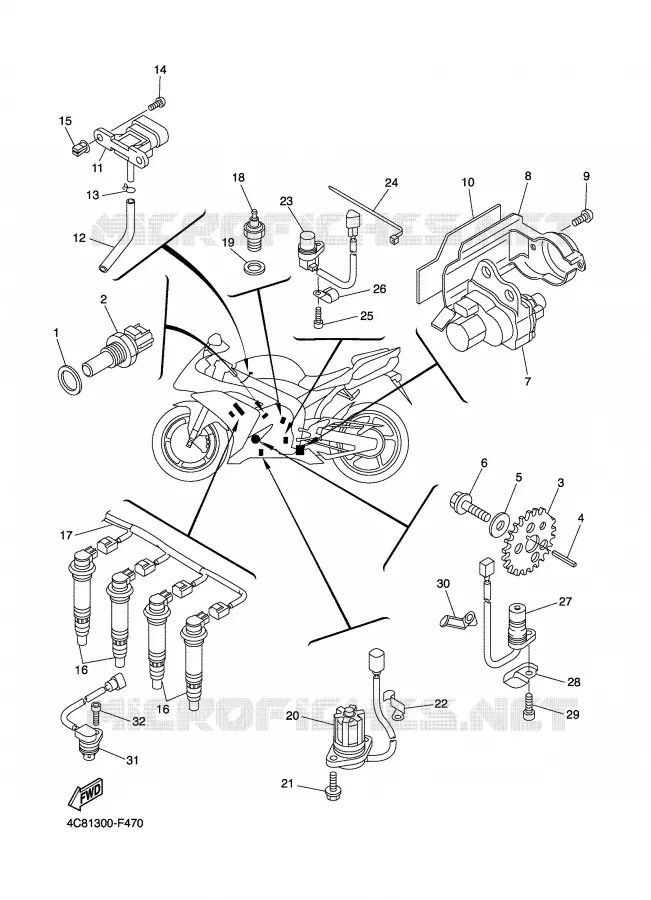 PARTIE ELECTRIQUE 1 Yamaha MOTO 1000 2008 R1  YZF-R1