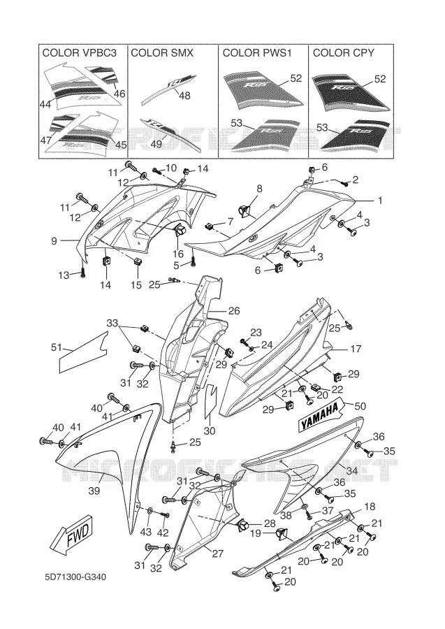 CARENAGES 1  Yamaha MOTO 125 2008 R125  YZF-R125