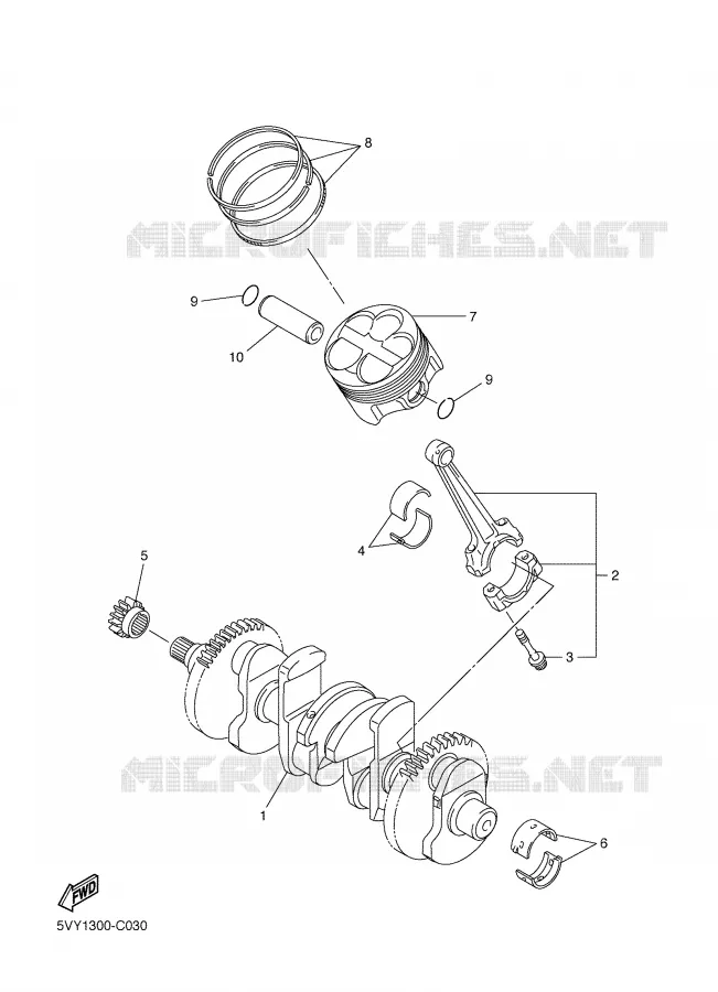VILEBREQUIN / PISTON Yamaha MOTO 1000 2006 R1  YZF-R1S